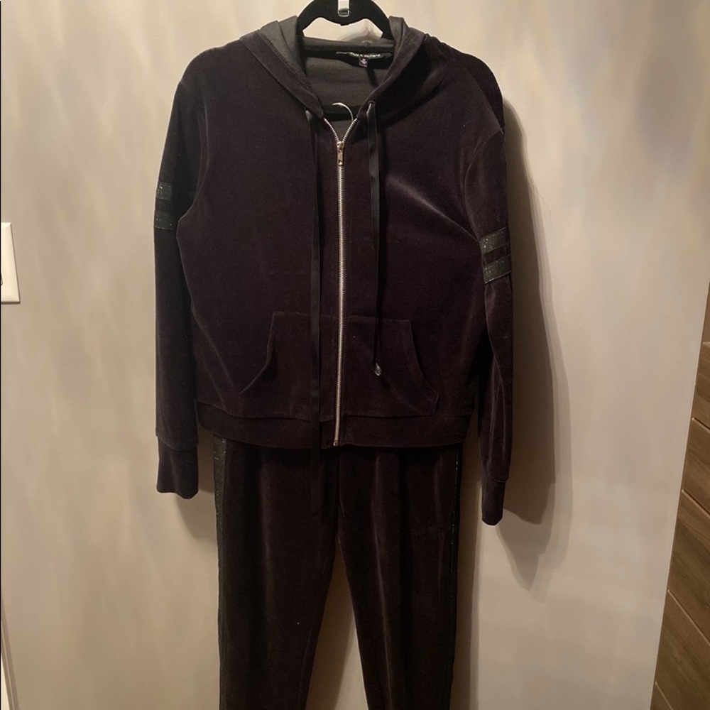 Women's Black Velour Hoodie Sweater